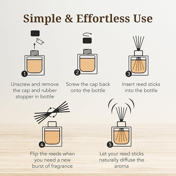 Oud Diffuser Set with Sticks - Reed Diffuser for Bathroom, Bedroom, Office, Living Room - Woody Aromatics for Home Aromatherapy - Luxury Fragrance Sticks Diffuser Set - 3.72 fl oz
