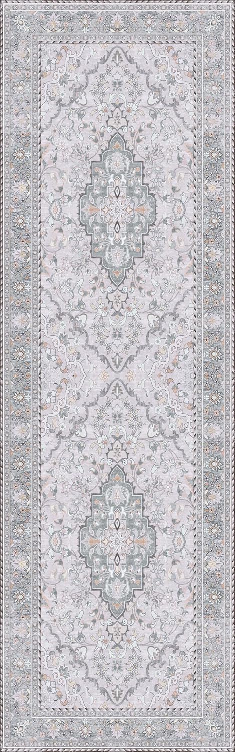 Washable Runner Rug 2.5x8 | Non Slip Rug Runners for Hallways, Entryways, Kitchens, Bathrooms, Bedrooms | Ultra-Soft Flannel Carpet Runners with Rubber Backing (Frosted Taupe, 2.5x8)