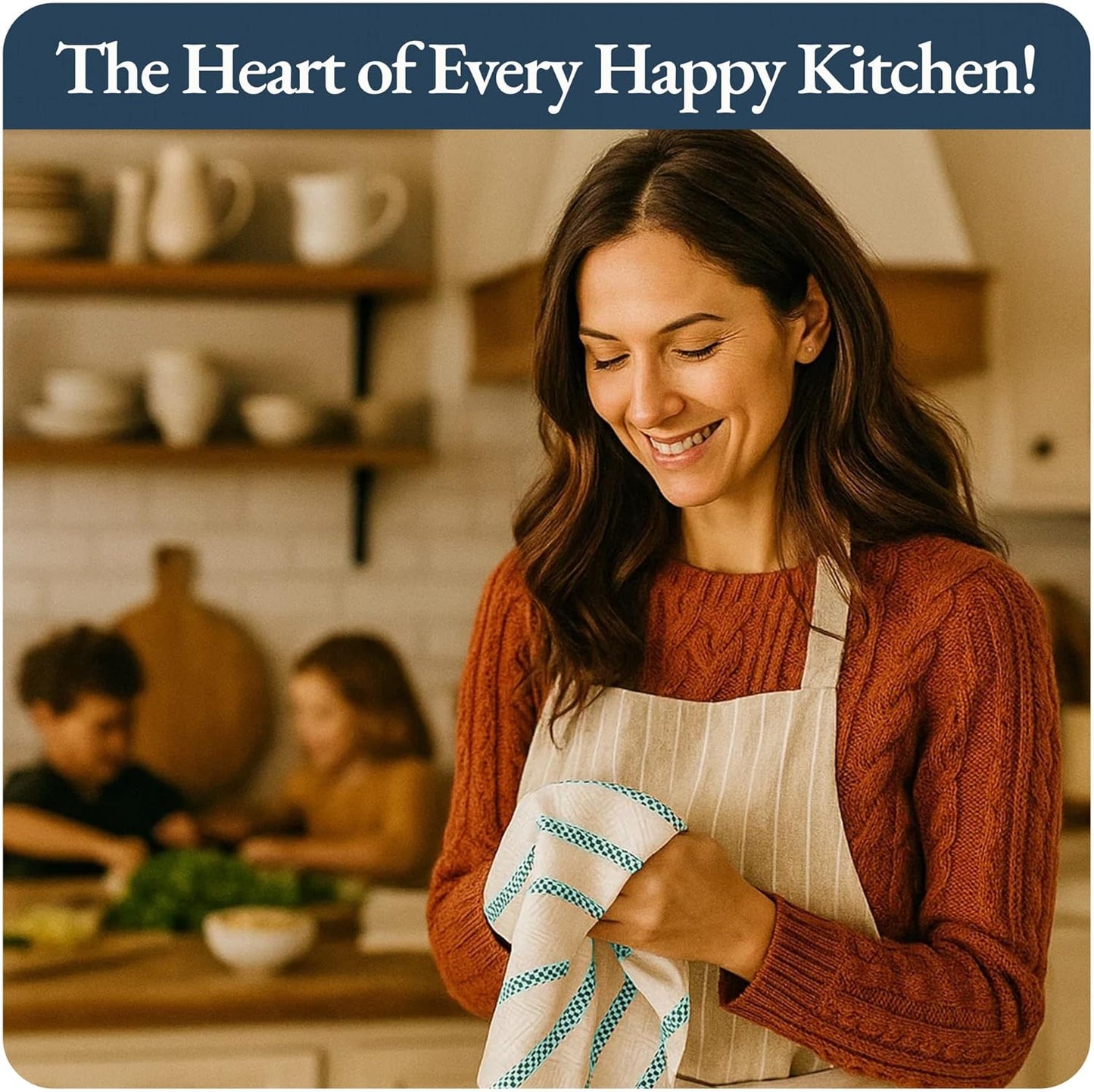 LANE LINEN Kitchen Towels Set - Pack of 4 Cotton Dish Towels for Drying Dishes, 18”x 28”, Absorbent Tea Towels, Quick Drying Kitchen Towel Set - Peacock Blue