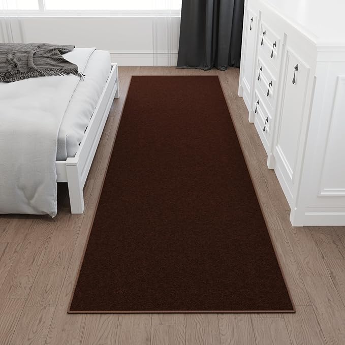 Ottomanson Hallway Runner Rug 2'7" x 9'10" Non Slip Solid Area Rugs Easy to Clean Laundry Rug Runner Durable & Pet Friendly Floor Carpet Runners for Hallways Entryway Living Room Kitchen, Brown