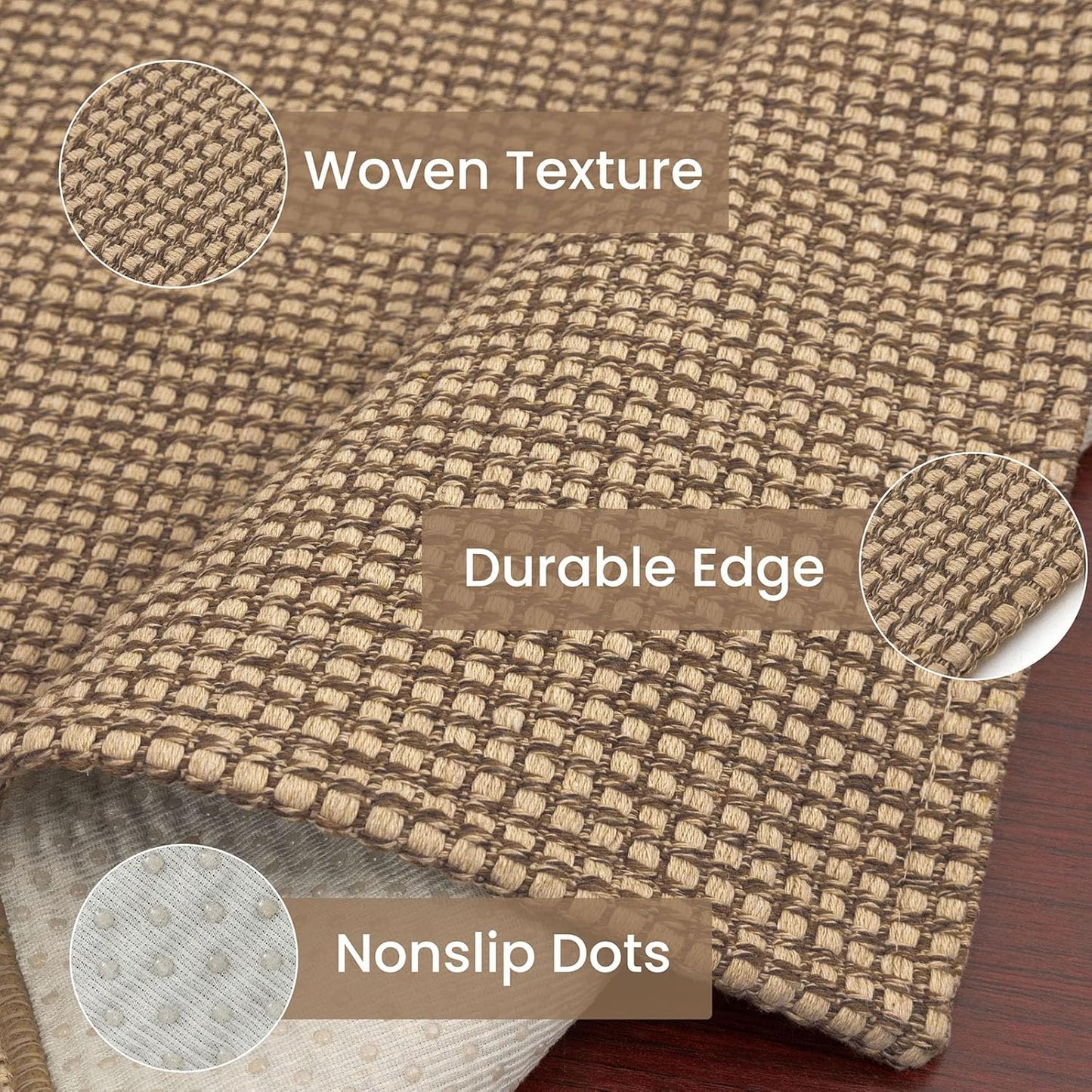 IOHOUZE Washable Runner Rug 2.6x10 Non Slip Rubber Backed Long Hallway Runner Entryway Runner Indoor, Kitchen Rugs Woven Cotton Floor Carpet for Hall Entrance, Orange/Tan/Brown