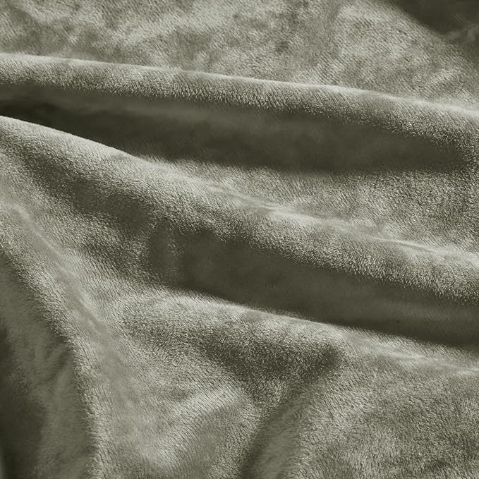 PHF Truly Velvet Fitted Sheet Only Queen Size, Luxury Super Soft Cozy Fuzzy Fleece Bottom Sheet, Deep Pocket Up to 16",Suitable for Fall Winter Spring, No Pillowcases, Smokey Olive