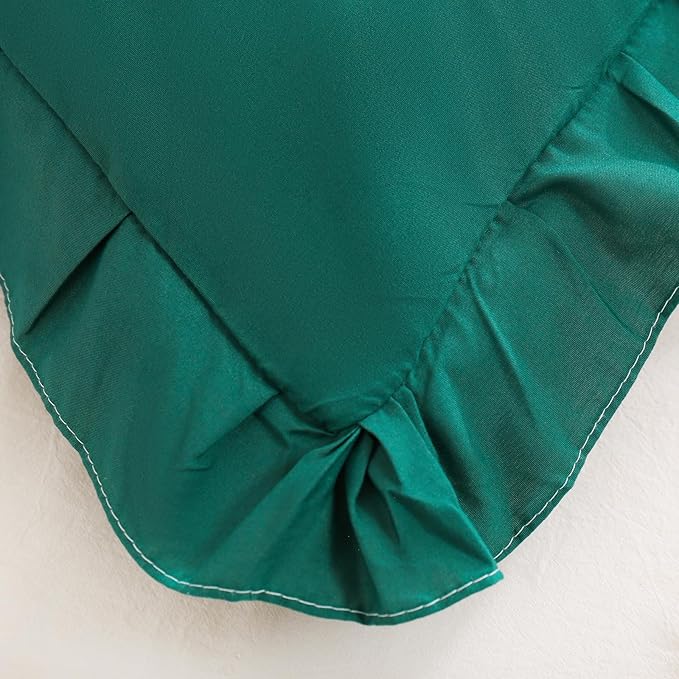 Merryword Dark Green Pillow Shams Green King Pillowcases Cute Pillow Cover Set of 2 Soft Shabby Chic Ruffled Pillowcases 2 Pack (King (20''x36''), Dark Green)