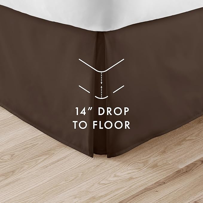 Linen Market Bed Skirt - Ultra Soft Microfiber - Easy Fit with 14 Inch Tailored Drop - Hotel Quality, Shrinkage & Fade Resistant - Bed Cover - Cal King Bed Skirt - Bedroom Décor - (Cal King,Chocolate)