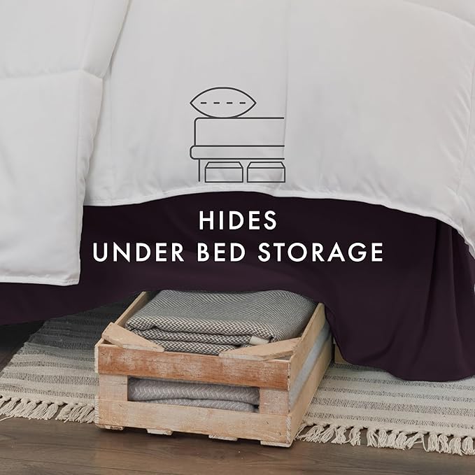 Linen Market Bed Skirt - Ultra Soft Microfiber - Easy Fit with 14 Inch Tailored Drop - Hotel Quality, Shrinkage & Fade Resistant - Bed Cover - Cal King Bed Skirt - Bedroom Décor - (Cal King, Purple)