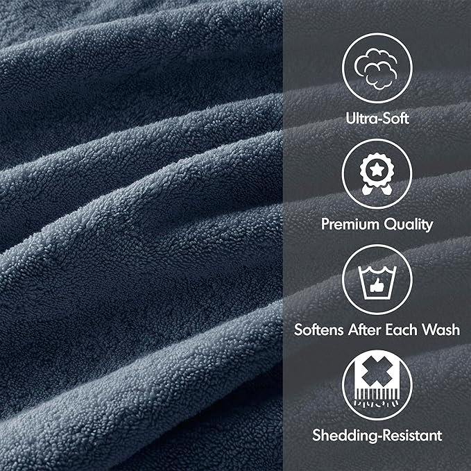 Madison Park 800GSM Bath Sheet Towel Oversized 34" x 68" 2 Pack 100% Cotton Bath Towel Set Highly Absorbent Hotel Spa Quality for Bathroom, Slate Blue