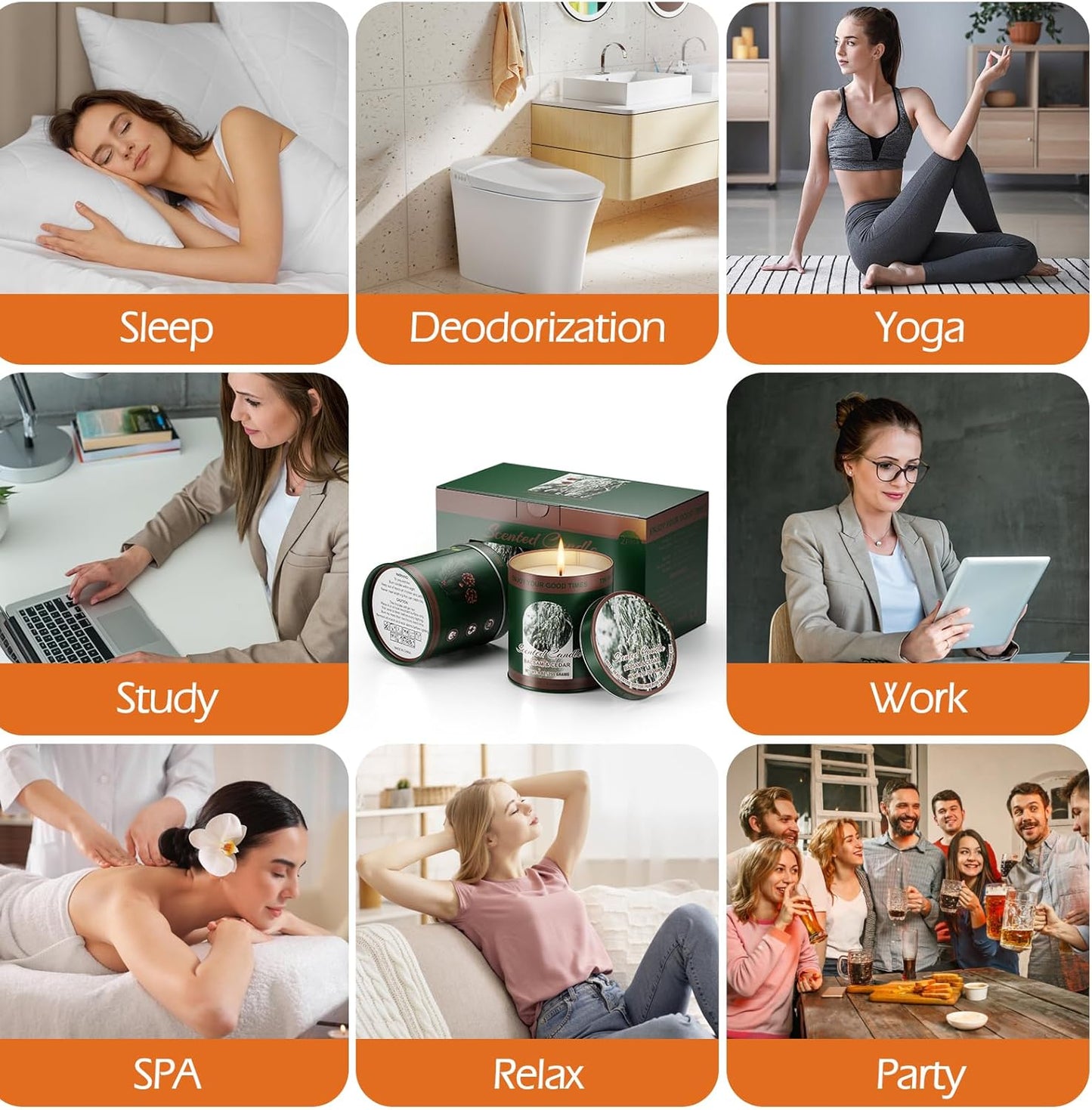 Balsam & Cedar Scented Candle Set | 2 Pack 510g 8% Essential Oils Long-Lasting 60H Burn | Pure Soy Wax Clean-Burning Smoke-Free | Aromatherapy Tin Jar Candles | Colorful Packaging Gift for Men&Women