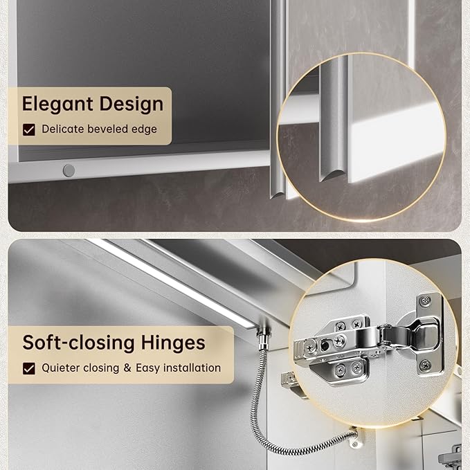 30"x32" Medicine Cabinet Mirror, LED Lighted Medicine Cabinet with Electrical Outlet&USB, Anti-Fog, 3 Colors Temperature Stepless Dimmable, Aluminum Cabinet for Storage and Mordern Decor