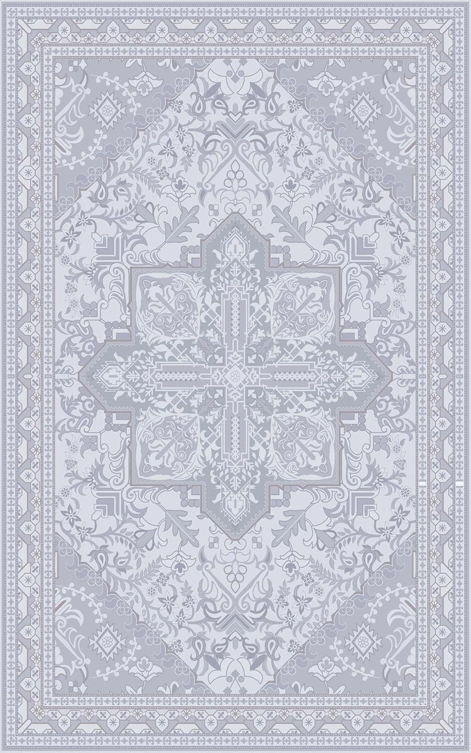 Washable Area Rug 5x8 | Non Slip Area Rug for Living Room, Bedrooms, Dining Room | Ultra-Soft Flannel Carpet Area with Rubber Backing (Glacier Grey, 5x8)