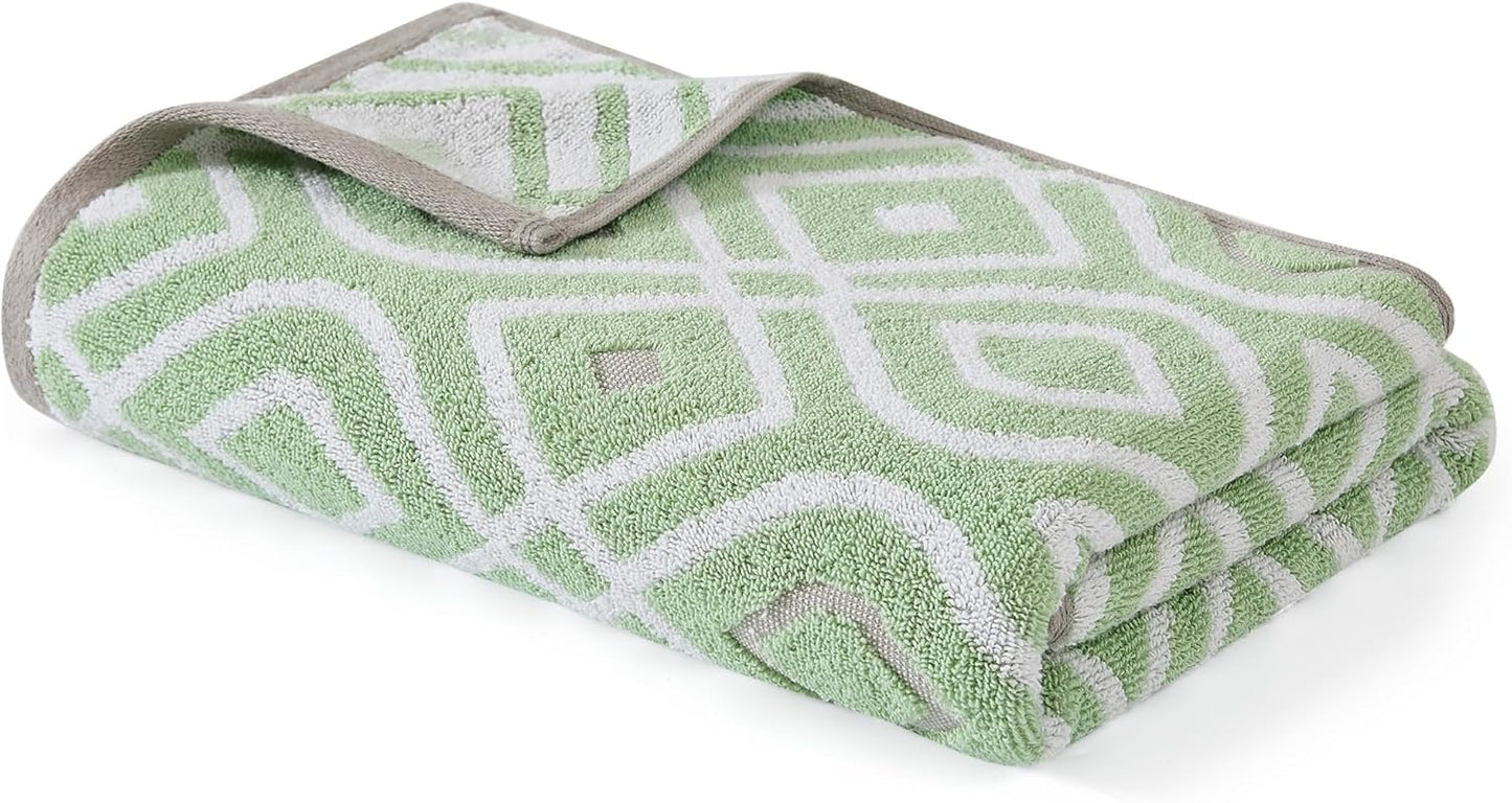 Modern Threads Oxford 6-Piece 100% Cotton Towel Set – Yarn Dyed Jacquard & Solid – Includes 2 Bath Towels, 2 Hand Towels, 2 Washcloths – Absorbent, Quick Dry, Soft & Durable – Sage Green