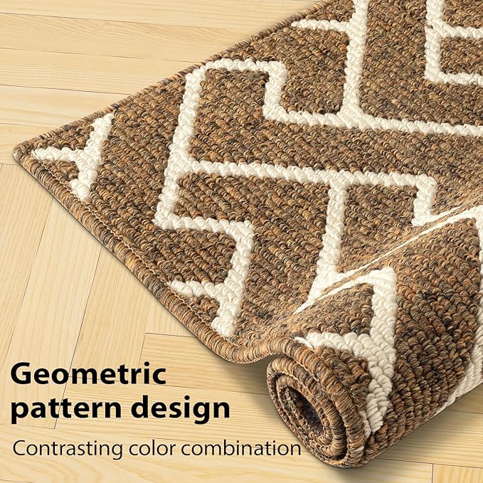 hicorfe Kitchen Rugs and Mats Sets,Non-Slip 2 Pieces Absorbent 100% Polypropylene Rug,Comfort Kitchen Runner Mat,Washable for Kitchen,Sink,Laundry(20" x 31.5" Plus 20" x 48",Brown)