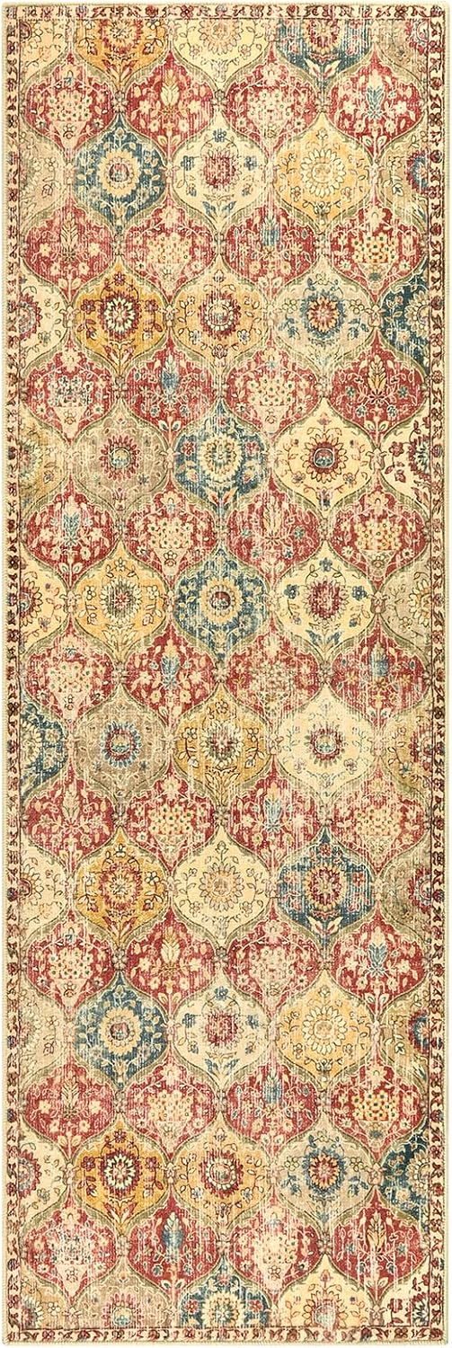 Lahome Moroccan Trellis Washable Runner Rug, 2x6 Kitchen Runners for Hallways 6 Feet Non Slip, Vintage Laundry Room Rug Ultra-Thin Long Carpet for Bathroom Bedroom Entryway, Red/Orange