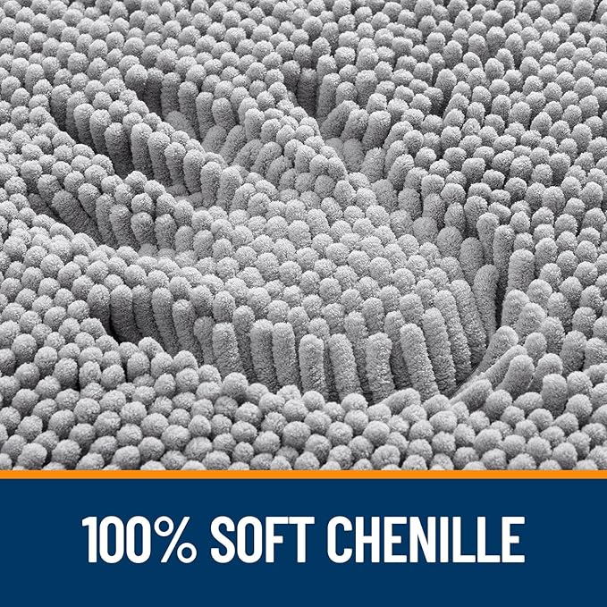OLANLY Bathroom Rugs 44x32, Extra Soft Absorbent Chenille Bath Rugs, Rubber Backing Quick Dry, Machine Washable Bath Mats for Bathroom Floor, Tub and Shower, Home Decor Accessories, Grey