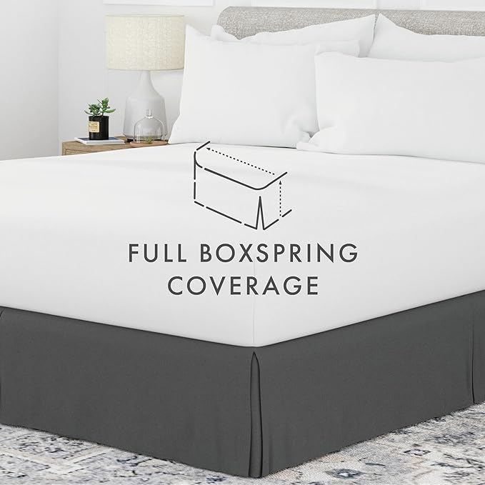 Linen Market Bed Skirt - Ultra Soft Microfiber - Easy Fit with 14 Inch Tailored Drop - Hotel Quality, Shrinkage & Fade Resistant - Bed Cover - Queen Bed Set - Bedroom Décor - (Queen, Gray)