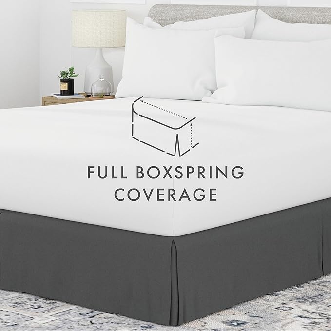 Linen Market Bed Skirt - Ultra Soft Microfiber - Easy Fit with 14 Inch Tailored Drop - Hotel Quality, Shrinkage & Fade Resistant - Bed Cover - Cal King Bed Skirt - Bedroom Décor - (Cal King, Gray)
