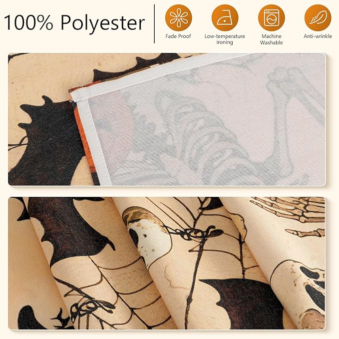 Halloween Table Runner with Ghosts, Bats & Skeletons, Table Decoration for Dining Party and Home Decor,36x13 inches