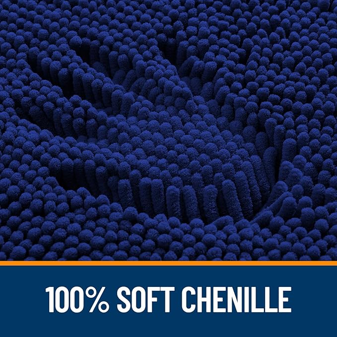 OLANLY Bathroom Rugs 44x32, Extra Soft Absorbent Chenille Bath Rugs, Rubber Backing Quick Dry, Machine Washable Bath Mats for Bathroom Floor, Tub and Shower, Home Decor Accessories, Navy