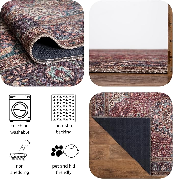 Keen Home Design 2x3 Rug - Machine Washable Entry Rug with Non-Slip Backing, Ideal for Enteryway, Kitchen, Bathroom, Laundry Room - Vintage, Easy Clean, Durable, Low Pile Rug - (2' x 3')