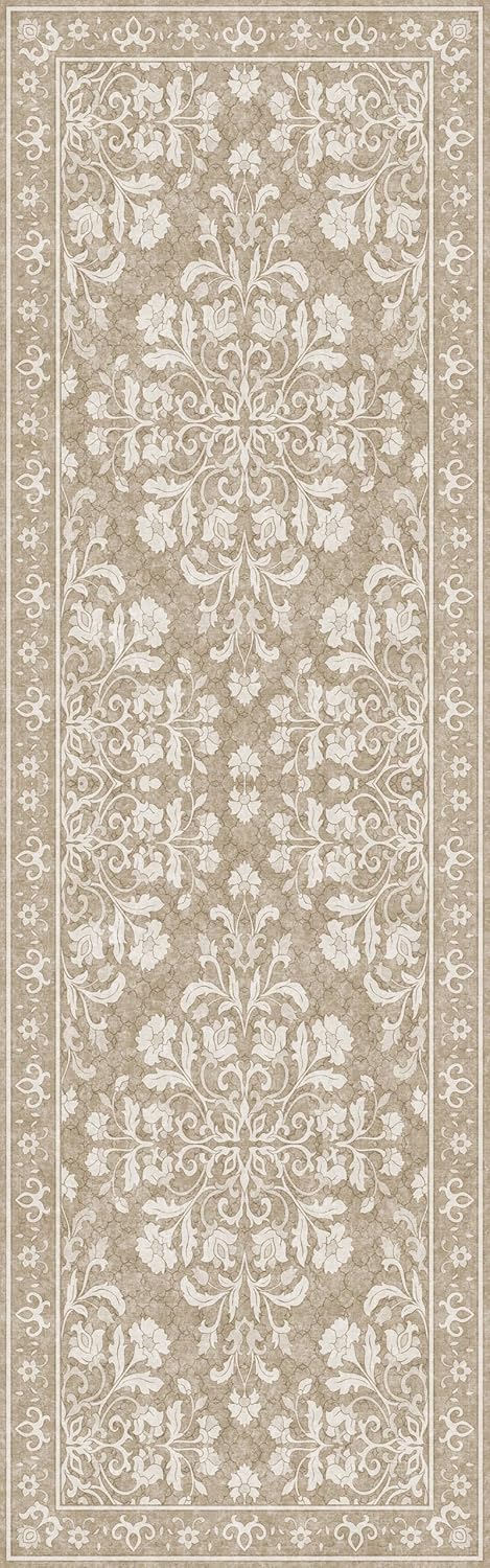 Washable Runner Rug 2.5x8 | Non Slip Rug Runners for Hallways, Entryways, Kitchens, Bathrooms, Bedrooms | Ultra-Soft Flannel Carpet Runners with Rubber Backing (Sand, 2.5x8)