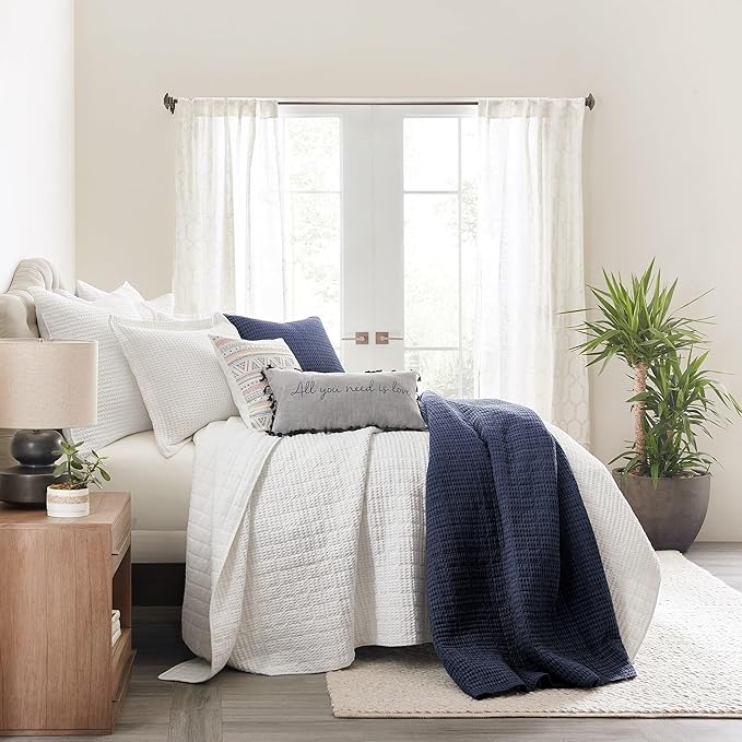 Levtex Home - Mills Waffle - Twin Quilt Set - Navy Cotton Waffle - Quilt Size (68 x 86in.), Sham Size (26 x 20in.)