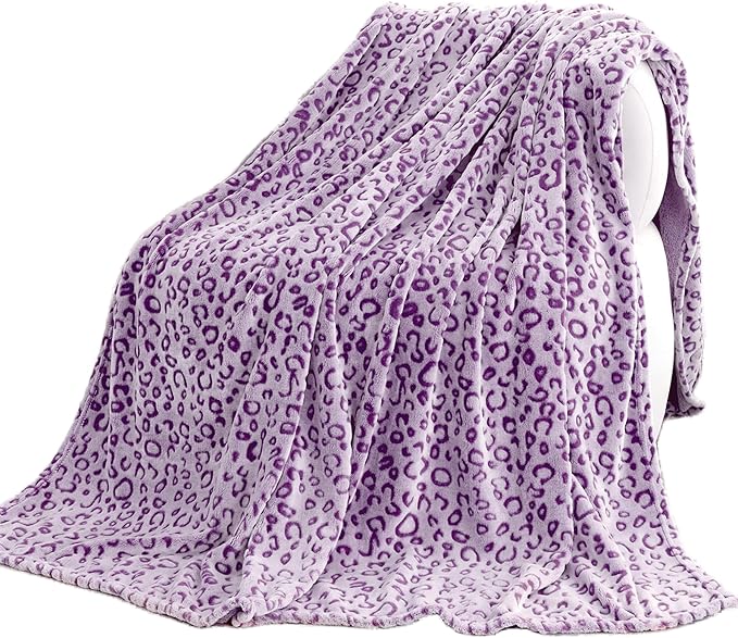 Purple Leopard Print Blanket Warm Purple Lightweight Blanket Soft Throw Blankets for Bed Couch Bedroom