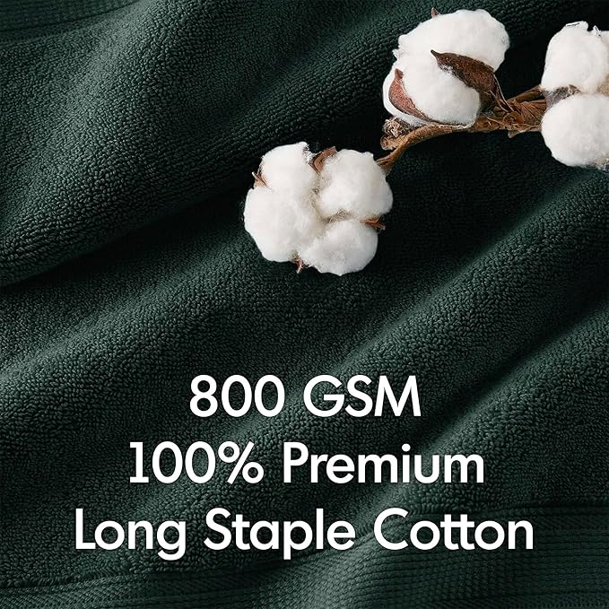 Madison Park 800GSM Bath Sheet Towel Oversized 34" x 68" 2 Pack 100% Cotton Bath Towel Set Highly Absorbent Hotel Spa Quality for Bathroom, Dark Green