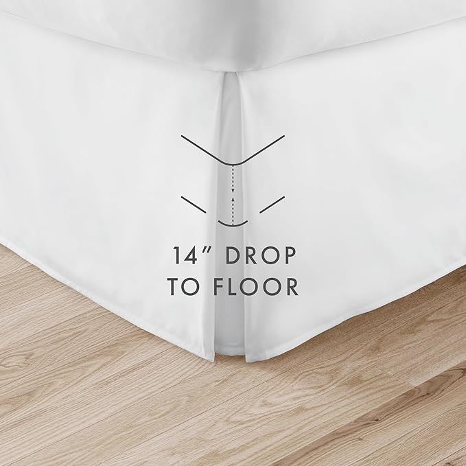 Linen Market Bed Skirt - Ultra Soft Microfiber - Easy Fit with 14 Inch Tailored Drop - Hotel Quality, Shrinkage & Fade Resistant - Bed Cover - Cal King Bed Skirt - Bedroom Décor - (Cal King, White)