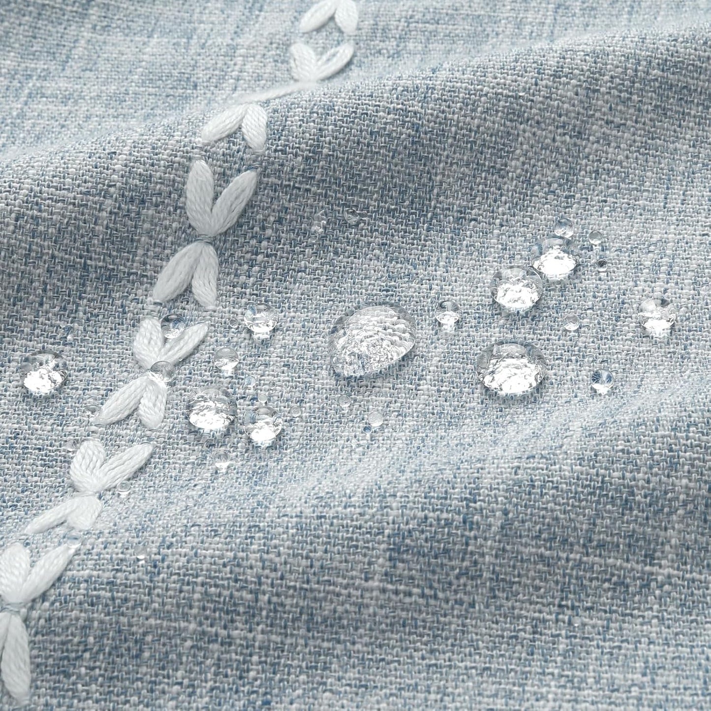 MitoVilla Blue Boho Fabric Shower Curtain, Modern Farmhouse Polyester Linen Shower Curtains for Vintage Rustic Bathroom Decor, Country Tassel Thick Cloth Shower Curtain, 72 x 72