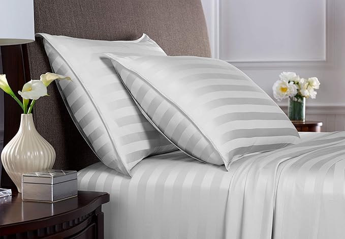 Split King Sheets by Pure Bamboo, Genuine 100% Organic Viscose Derived from Bamboo Bed Sheet Set, Soft & Cooling, Double Stitching *Not for Split Top (Split King, Jacquard White)