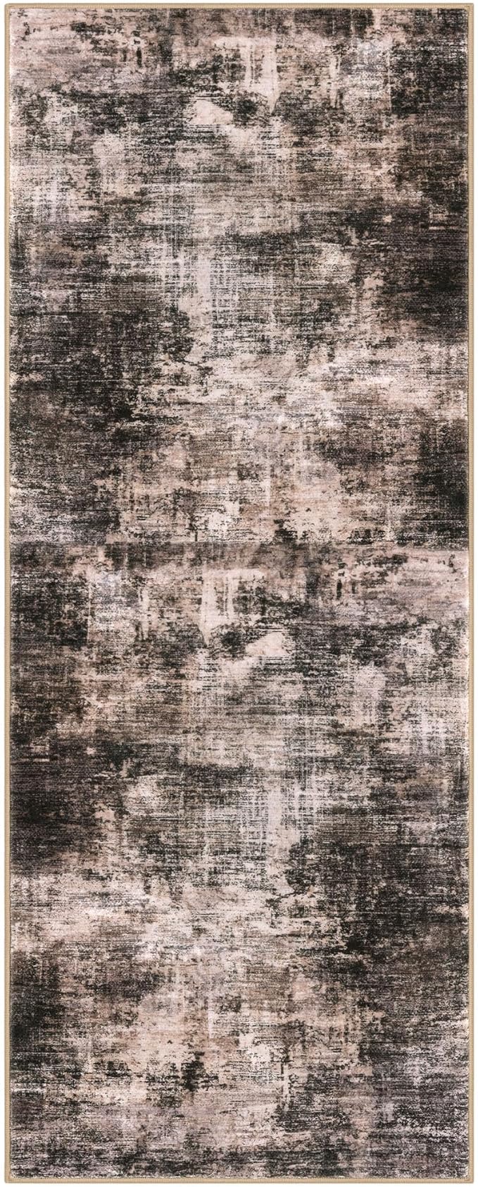 IOHOUZE Abstract Runner Rug 2x5 Ft Washable Runners for Hallways, Non Slip Kitchen Runner Printed Faux Wool Entryway Runner Indoor, Modern Abstract Floor Carpet for Hall Kitchen Bedroom, Brown/Rust