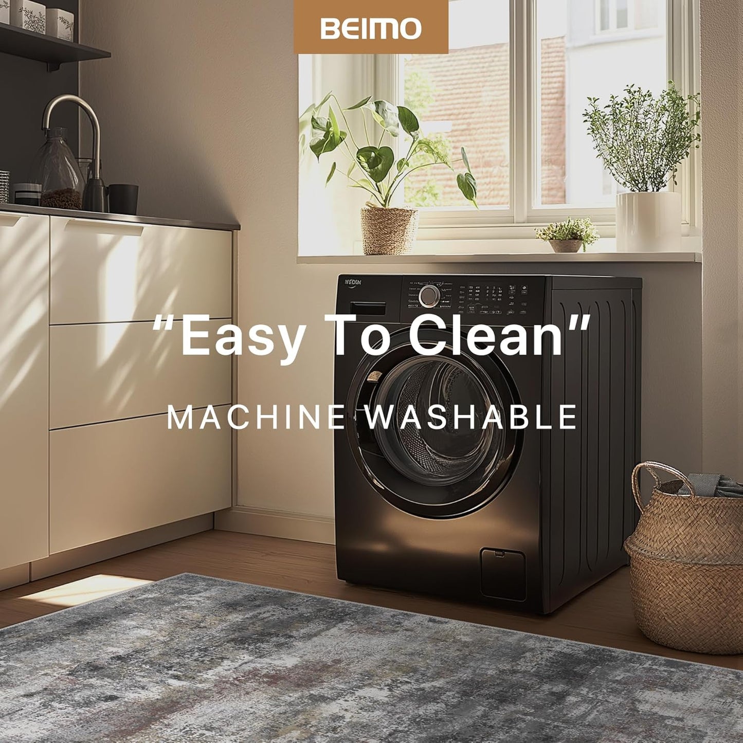 Runner Rug for Hallway Kitchen, 2x12 Machine Washable Runners Rug for Entryway, Soft Modern Abstract Throw Rugs, Low Pile Floor Cover with Non Slip Backing, Dark Gray