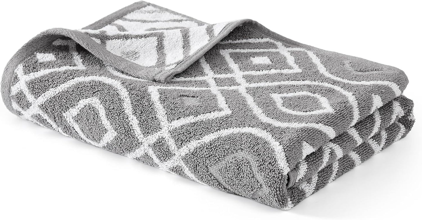 Modern Threads Oxford 6-Piece 100% Cotton Towel Set – Yarn Dyed Jacquard & Solid – Includes 2 Bath Towels, 2 Hand Towels, 2 Washcloths – Absorbent, Quick Dry, Soft & Durable – Gray
