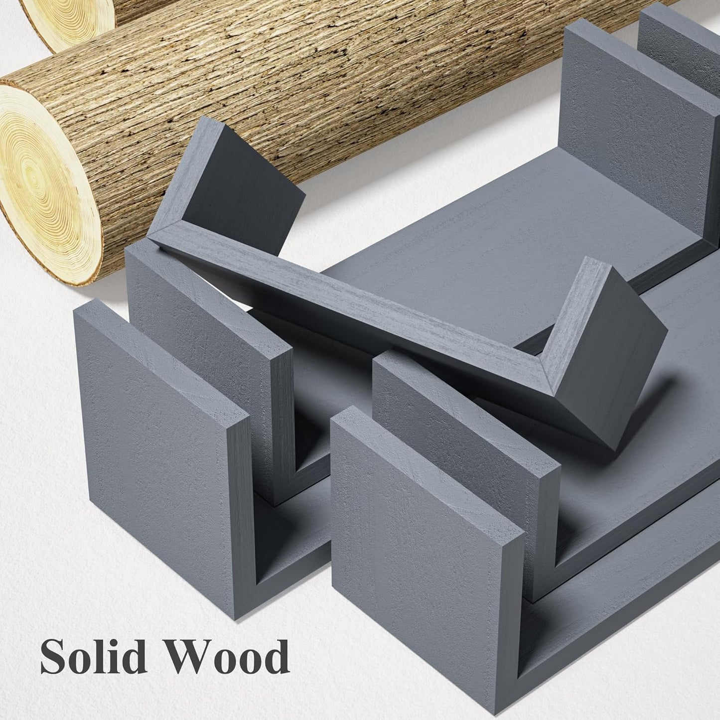 SRIWATANA Floating Shelves for Wall, Wall Shelves for Bathroom, Bedroom, Living Room, Kitchen, Office, Wood Shelves for Home Decor Set of 5 (Weathered Grey)