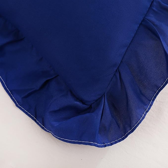 Merryword Navy Blue Pillow Shams Navy Standard Pillowcases Cute Pillow Cover Set of 2 Soft Shabby Chic Ruffled Pillowcases 2 Pack (Queen (20''x30''), Navy Blue)