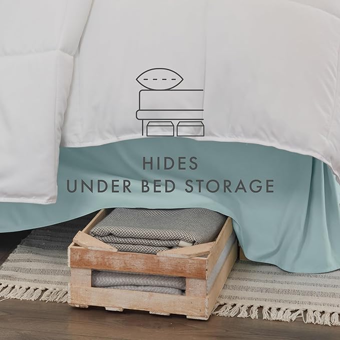 Linen Market Bed Skirt - Ultra Soft Microfiber - Easy Fit with 14 Inch Tailored Drop - Hotel Quality, Shrinkage & Fade Resistant - Bed Cover - Full Size Bed Skirts - Bedroom Décor - (Full, Aqua)