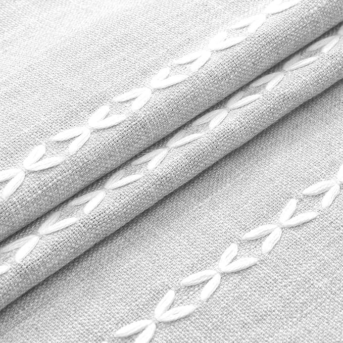 MitoVilla Grey Boho Farmhouse Small Stall Shower Curtain Set 36 x 72, Half Size Narrow Polyester Linen Fabric Shower Curtains for Farmhouse Bathroom Decor, Light Grey