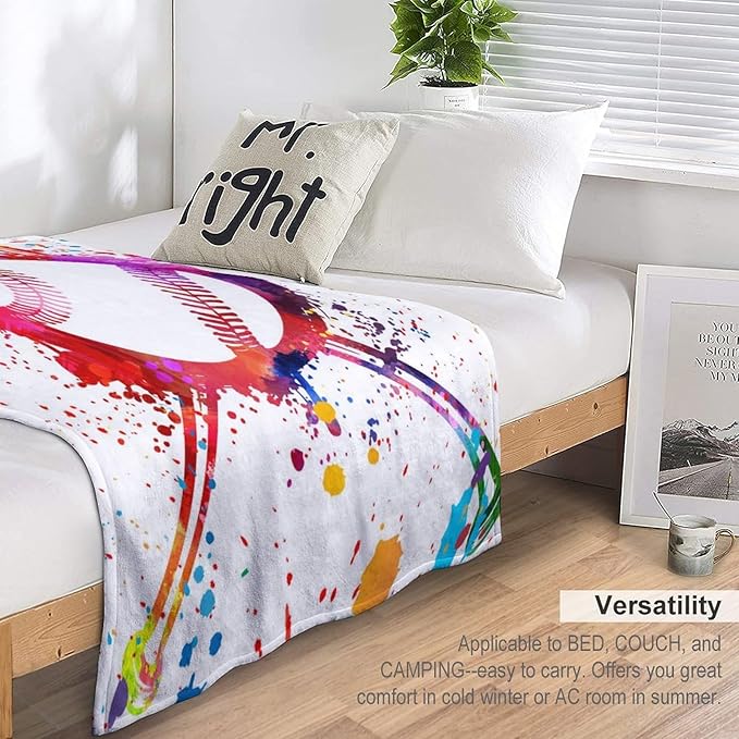 Throw Blanket for Teens Boys Girls and Adults Soft Warm Cozy Funny Midweight Food Flannel Blankets for Couch Sofa Bed Camping Travel Home Decor 50" X 60" (Baseball, Custom)
