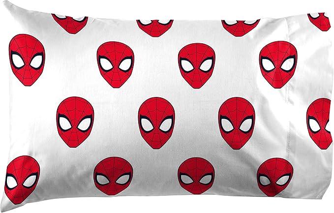 Jay Franco Kids Sheet Set with Fitted, Flat Sheets & Pillow Cover - Ultra-Soft Bedding with Pillowcase for Room Decor, Red - Spiderman, 3 Piece Twin