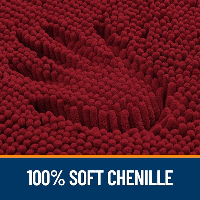 OLANLY Bathroom Rugs 44x24, Extra Soft Absorbent Chenille Bath Rugs, Rubber Backing Quick Dry, Machine Washable Bath Mats for Bathroom Floor, Tub and Shower, Home Decor Accessories, Red
