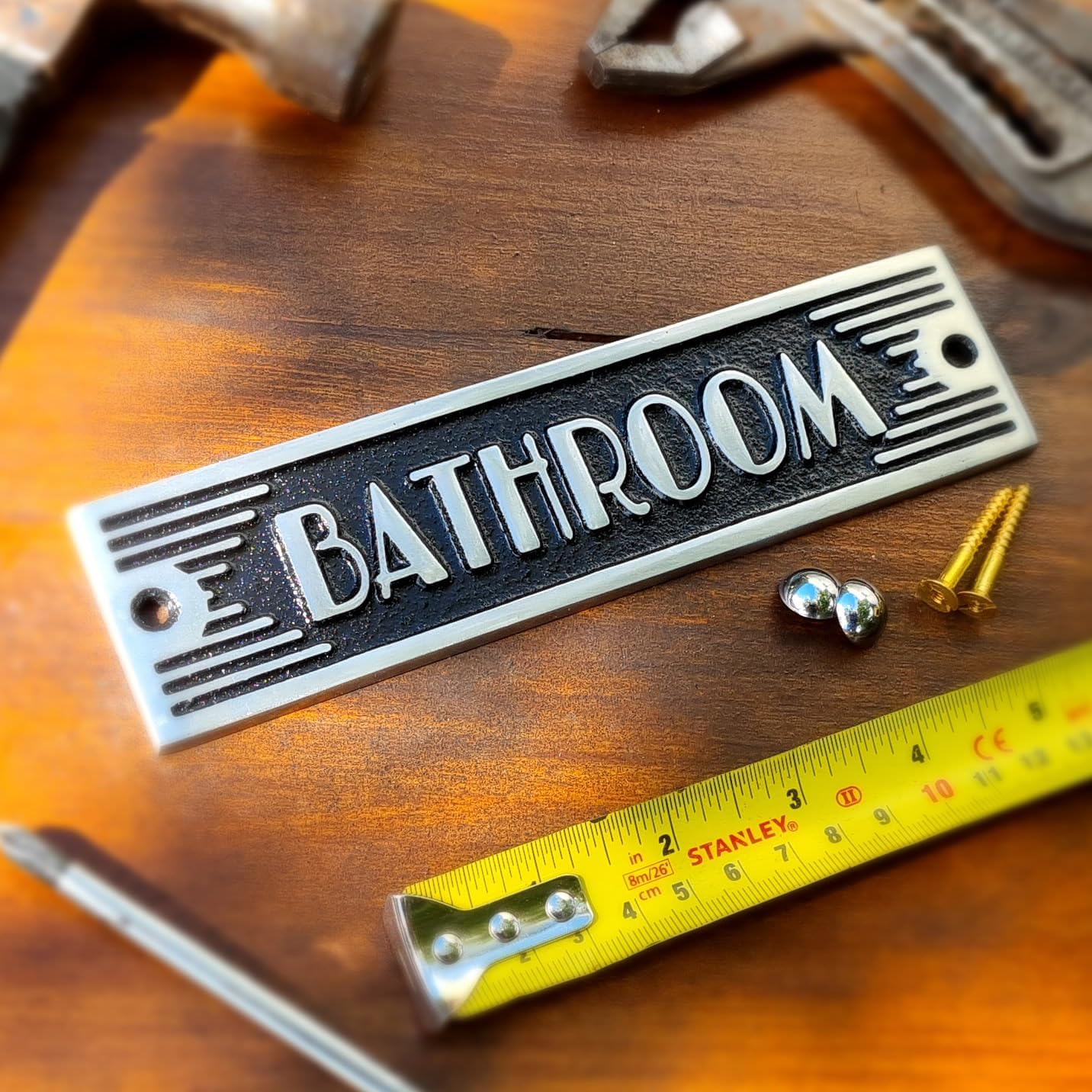 The Metal Foundry Bathroom Metal Door Sign. Art Deco Style Home Décor Accessories Door Or Wall Aluminium Plaque. Handmade In England.