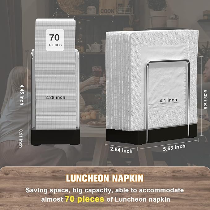 Mail Holder Bamboo Iron Mail Organizer Countertop Napkin Holder for Table Standing Napkin Dispenser for Kitchen Dining Table Farmhouse Cocktail Picnic Rustic File Holder for Desk Silvery & Black