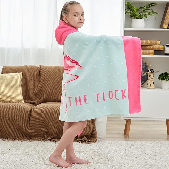 Kids Bath Towels, Kids Towel Girls Boys Hooded Beach,Bathroom,Pool Swim Towels 30 × 50 INCH Large Size Ultra Absorbent Cute Cartoon Animal Full Vitality 100% Cotton Wearable Wrap for Child