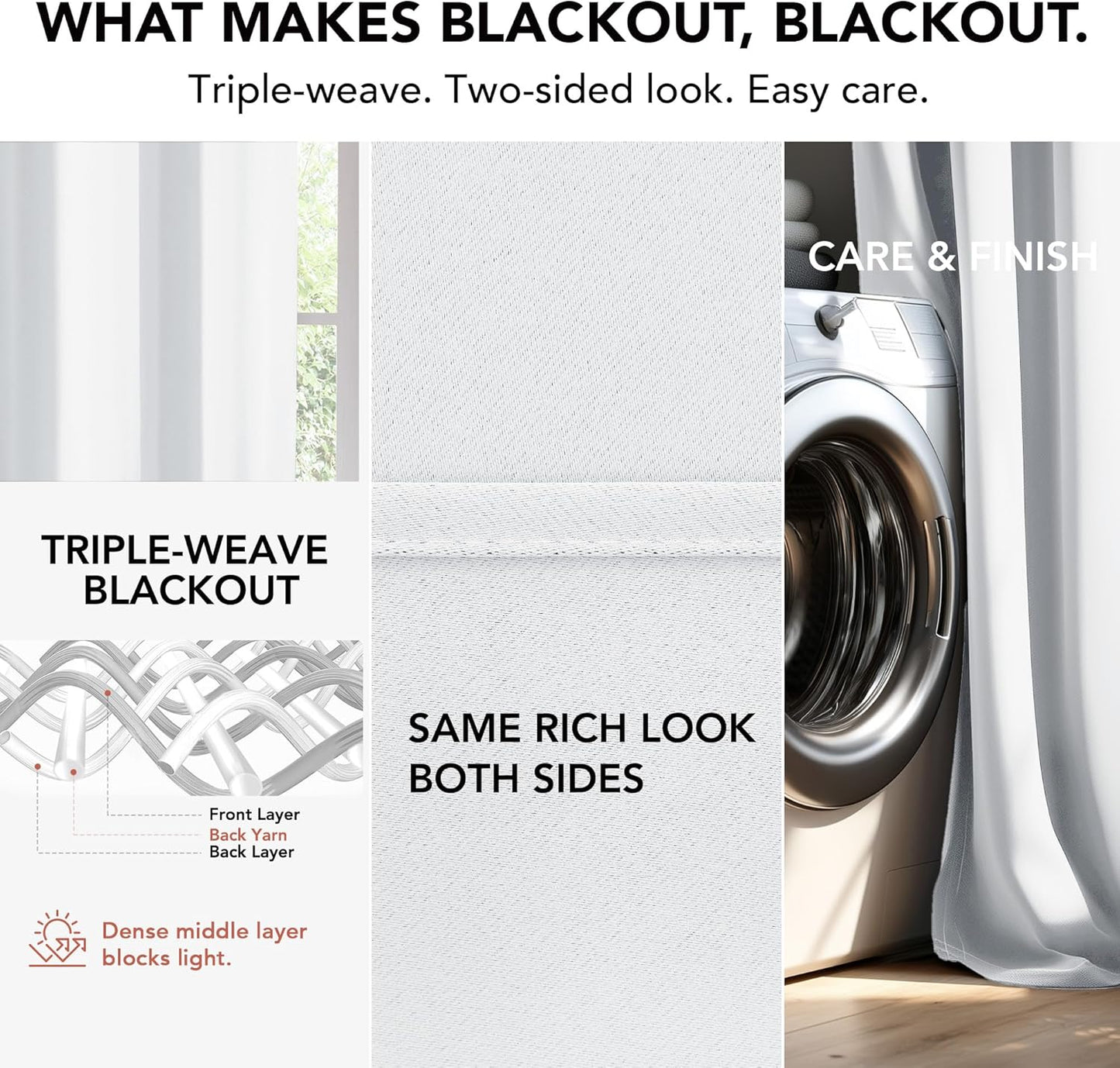 Deconovo Blackout Curtains for Bedroom – Set of 2 38W x 54L Inch Thermal Insulated & Noise Reducing Panels–Home Window Room Darkening Sustainable Grommet Drapes for Living Room and Nursery, Snow White