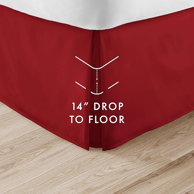 Linen Market Bed Skirt - Ultra Soft Microfiber - Easy Fit with 14 Inch Tailored Drop - Hotel Quality, Shrinkage & Fade Resistant - Bed Cover - Full Size Bed Skirts - Bedroom Décor - (Full, Burgundy)
