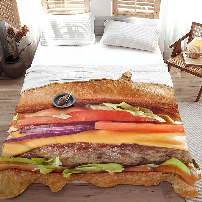 Hamburger Blanket Fleece Lightweight Throws Gift for Birthday Christmas Soft Flannel Blankets for All Season Bed Sofa Kid Size-40"x50"
