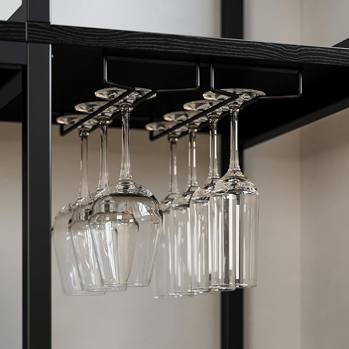 IRONCK Bakers Rack with 2 Storage Cabinets and Power Outlet, 45.3 Inch Industrial Coffee Bar Cabinet Shelves, Kitchen Microwave Stand with Storage, Vintage Black