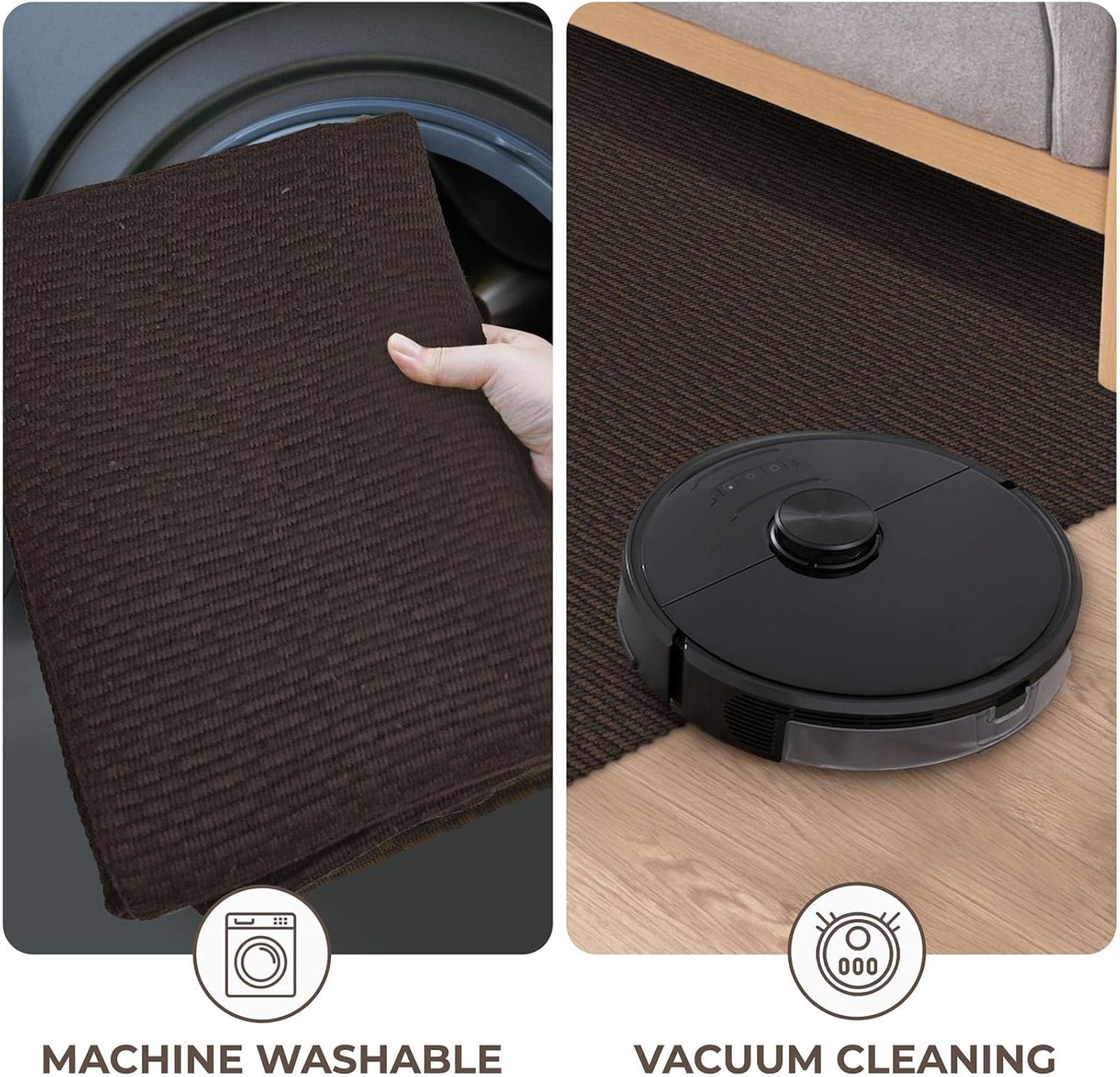 KOZYFLY Washable Runner Rug 2x12 ft Hallway Kitchen Runner Rugs with Rubber Backing Entryway Runner Indoor, Extra Long Carpet Runners for Hall Kitchen Entryway, Dark Coffee/Brown