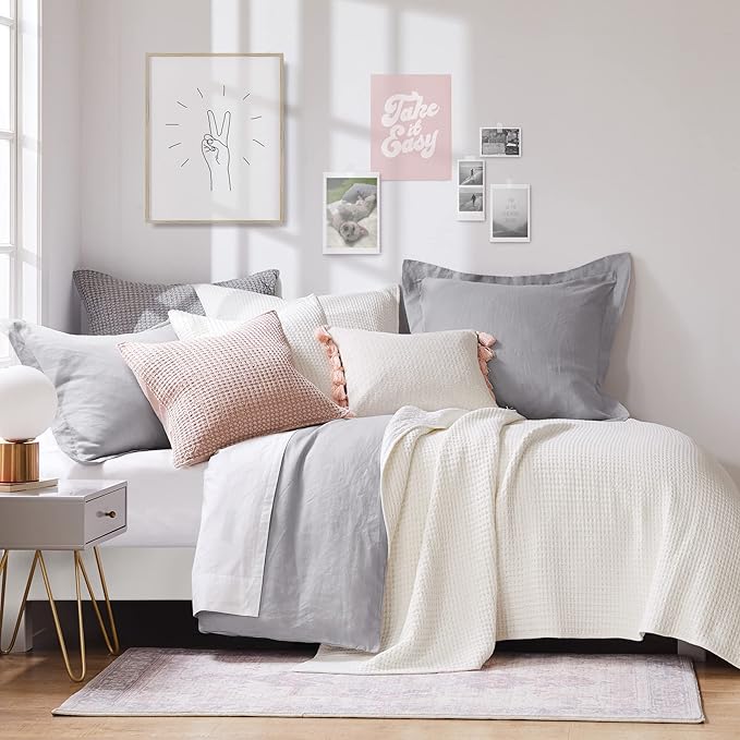 Levtex Home - Mills Waffle - Twin Quilt Set - Cream Cotton Waffle - Quilt Size (68 x 86in.), Sham Size (26 x 20in.)