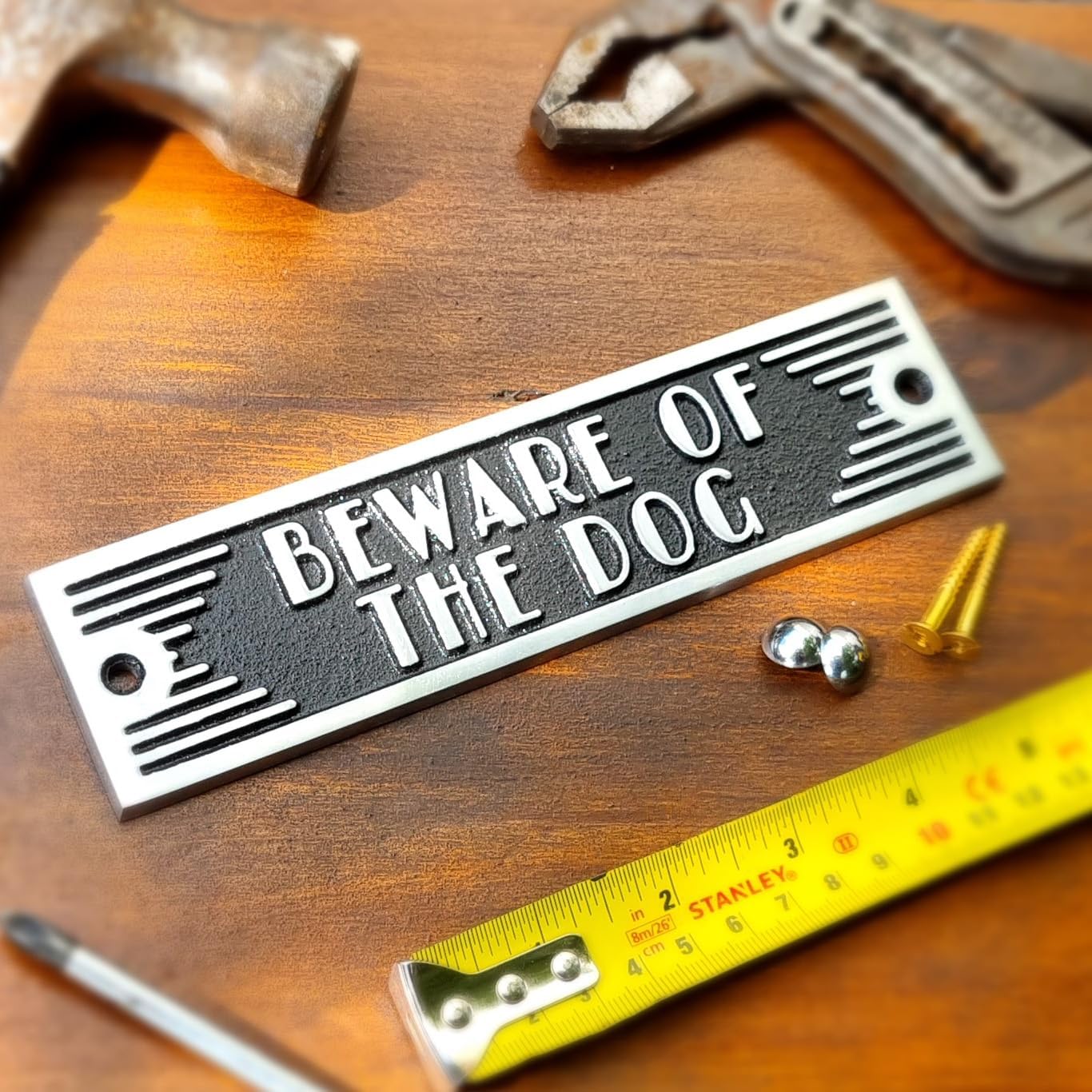 The Metal Foundry Beware Of The Dog Metal Door Sign. Art Deco Style Home Décor Accessories Door Or Wall Aluminium Plaque. Handmade In England.