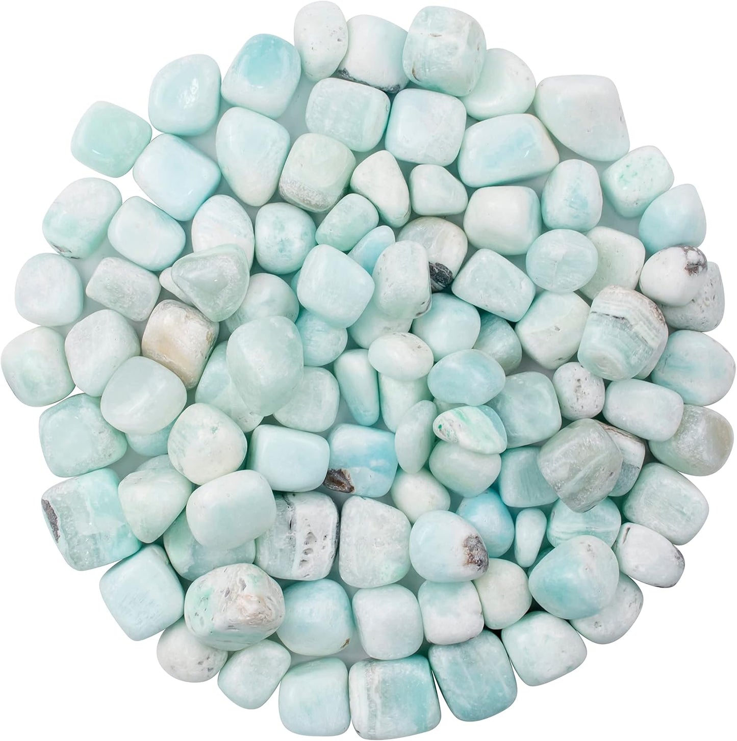 Crocon 1/2LB Blue Aragonite Tumbled Stones and Crystals Bulk Natural Crystal Kit for Reiki Healing Crystal Polished Tumble Chakra Balancing, Good Luck, Reiki Gift, Home Decor Size : 20-25 mm